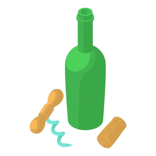 Icono de botella descorchada, estilo isométrico — Vector de stock