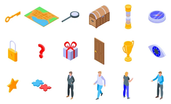 Quest icons set, isometric style — Stock Vector