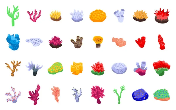 Set de iconos de coral, estilo isométrico — Vector de stock