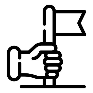 Hand keep flag icon, outline style