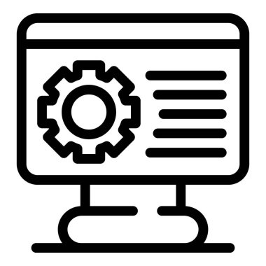 Monitor gear system icon, outline style
