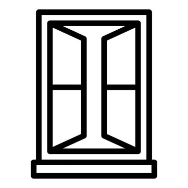 Open window frame icon, outline style