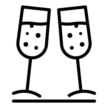 Wedding champagne glasses icon, outline style
