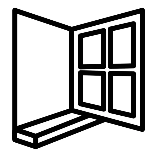 Open house window icon, outline style — стоковый вектор
