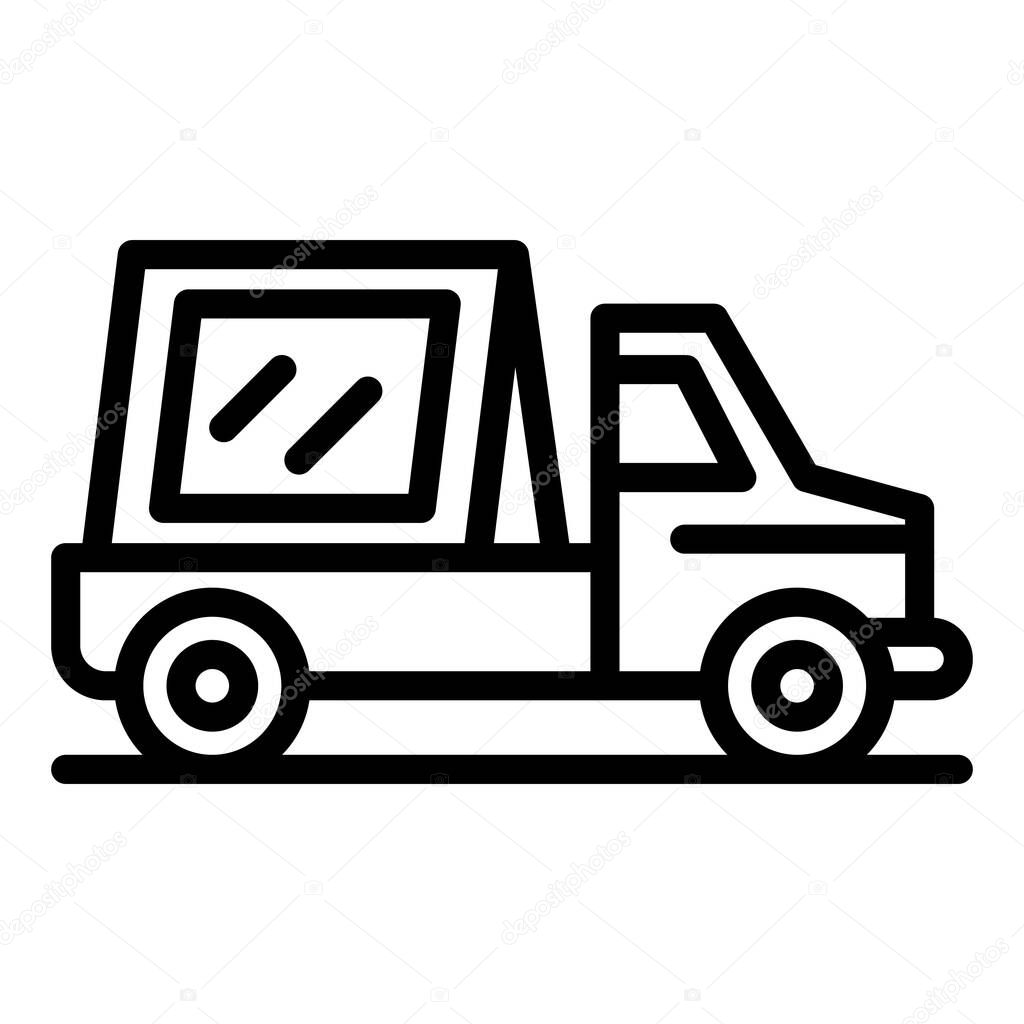 Window installation truck icon, outline style
