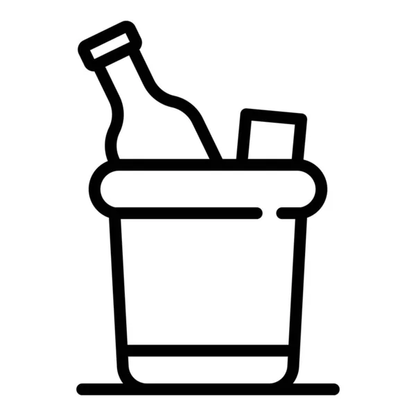 Icône boîte à glace champagne, style contour — Image vectorielle