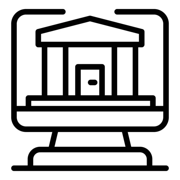 Icono de préstamo bancario en línea, estilo de esquema — Archivo Imágenes Vectoriales