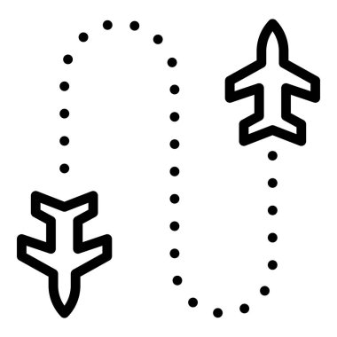 Flight route icon, outline style clipart