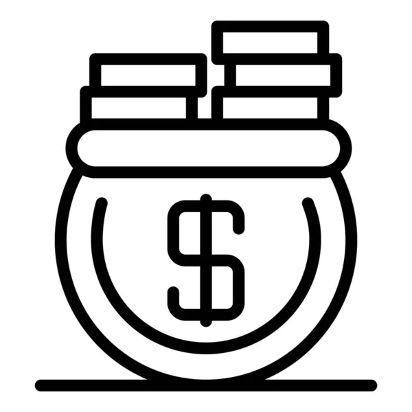 Argent coin pot icône, style contour — Image vectorielle