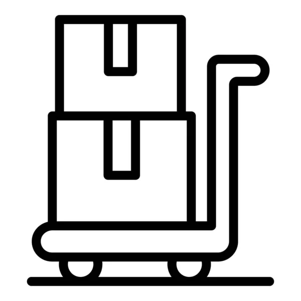 Ikona vozíku balíčků, styl osnovy — Stockový vektor