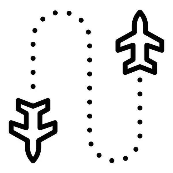 Pictogram vluchtroute, contourstijl — Stockvector