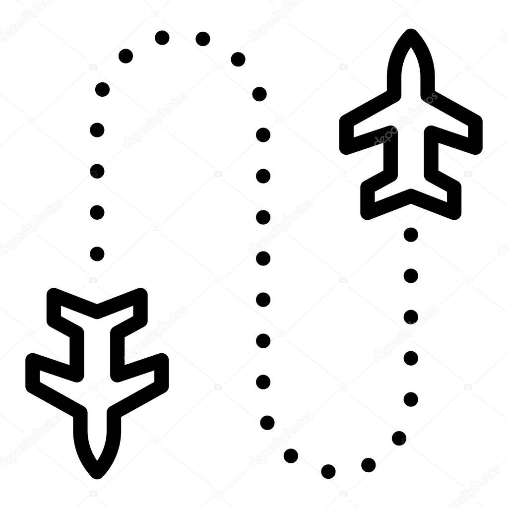 Flight route icon, outline style