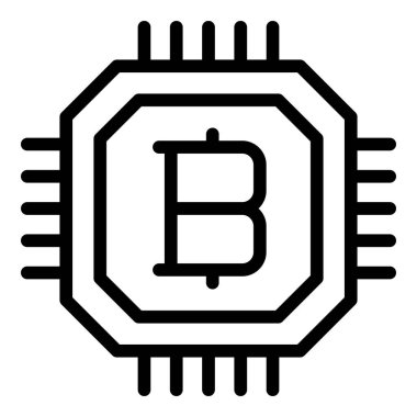 Bitcoin processor icon, outline style