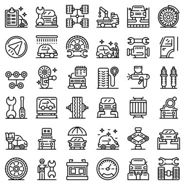 Lastik sığdırma simgeleri ayarlandı, taslak biçimi