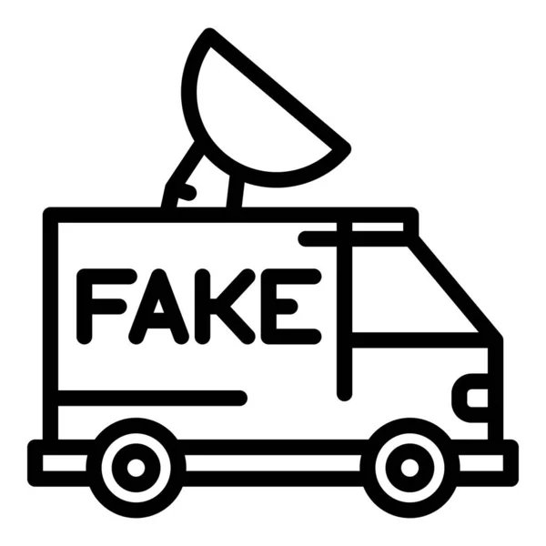 Icono de camión de noticias falso, estilo de esquema — Archivo Imágenes Vectoriales