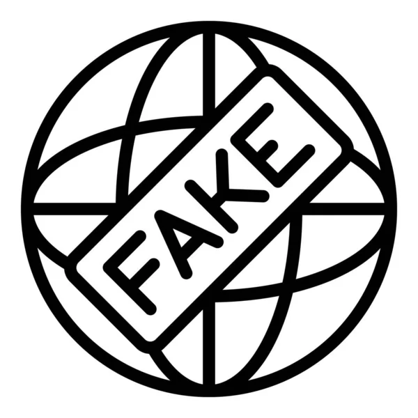 Fake global media icon, outline style — ストックベクタ