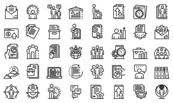 Office manager icons set, outline style — Wektor stockowy