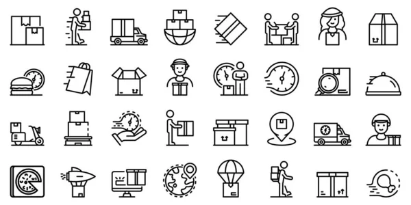 Courier icons set, outline style — 스톡 벡터