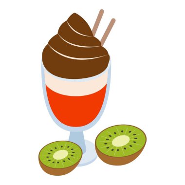 Multicolored dessert icon, isometric style