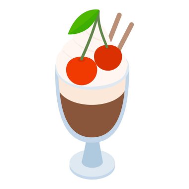Chocolate cocktail icon, isometric style