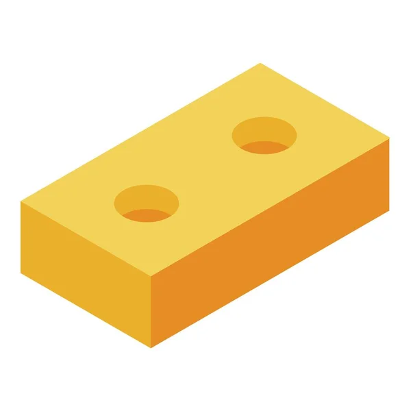 Icône en brique jaune, style isométrique — Image vectorielle