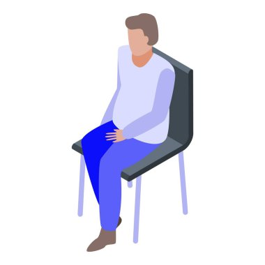 Man stay at chair icon, isometric style