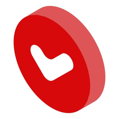 Red approved icon, isometric style