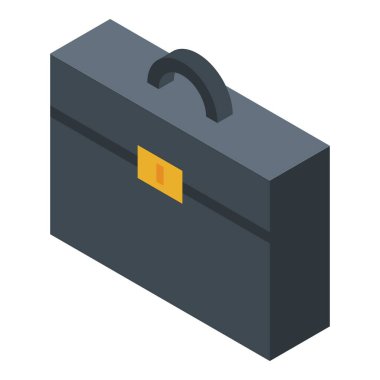 Leather office bag icon, isometric style