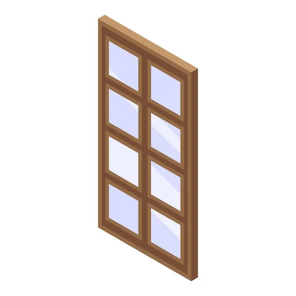 Icono de ventana de madera, estilo isométrico — Vector de stock