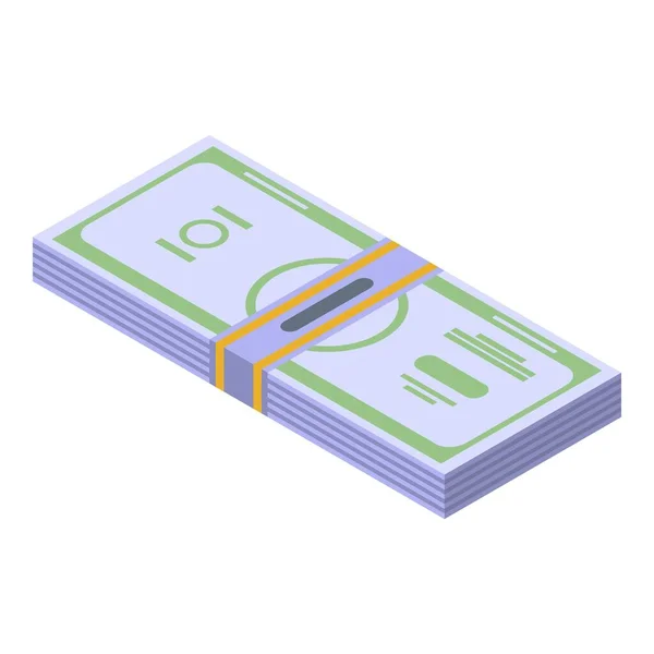 Ícone de dinheiro pacote de dólar, estilo isométrico — Vetor de Stock