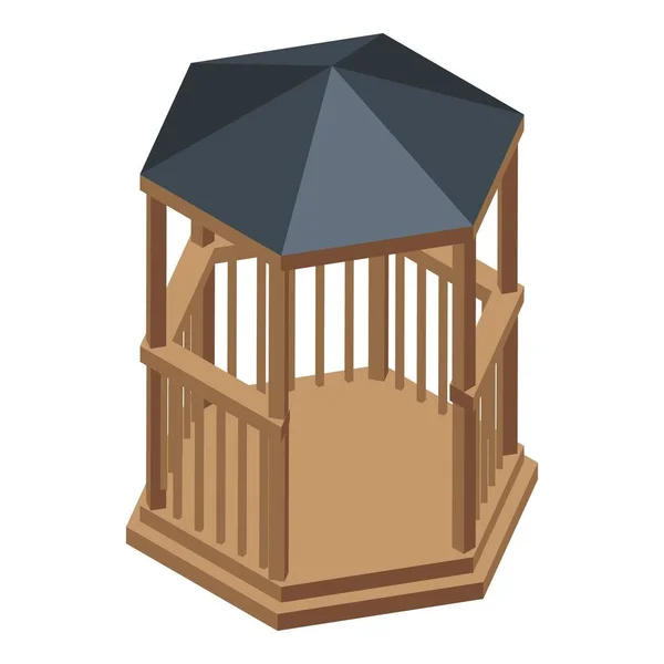 Icono gazebo calle madera, estilo isométrico — Vector de stock