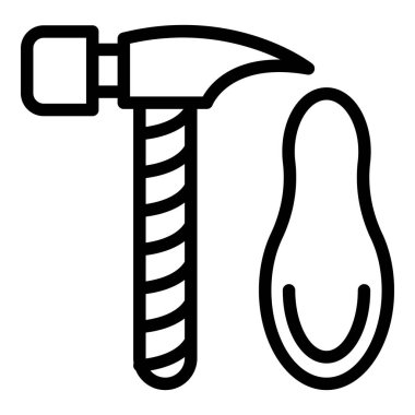 Repair shoe hammer icon, outline style