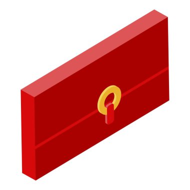 Dijital kadın cüzdanı simgesi, izometrik biçim