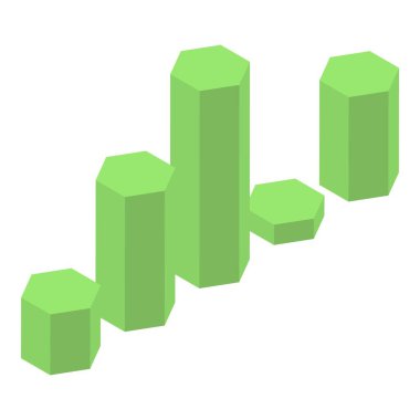 Yeşil çizelge çubukları simgesi, izometrik biçim