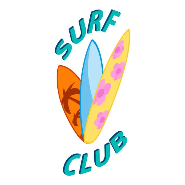 Ikona surfařského klubu, izometrický styl — Stockový vektor