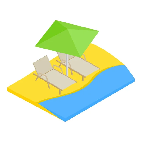 Ikone der Strandlandschaft, isometrischer Stil — Stockvektor