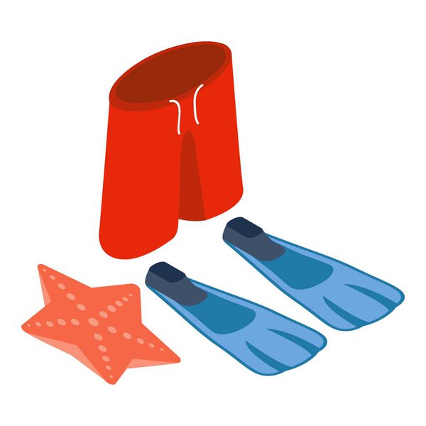 Swim time icon, isometric style
