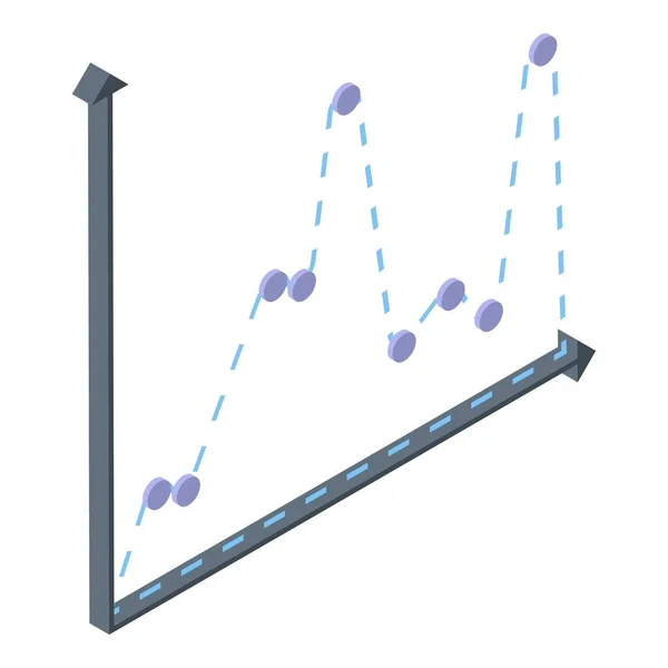 Ikona problémového regresního grafu, izometrický styl — Stockový vektor