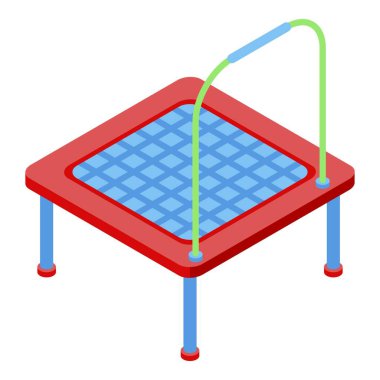 Kid trampoline icon, isometric style