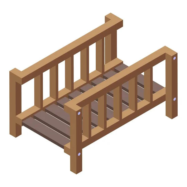 Ícone de ponte de madeira de parque, estilo isométrico — Vetor de Stock