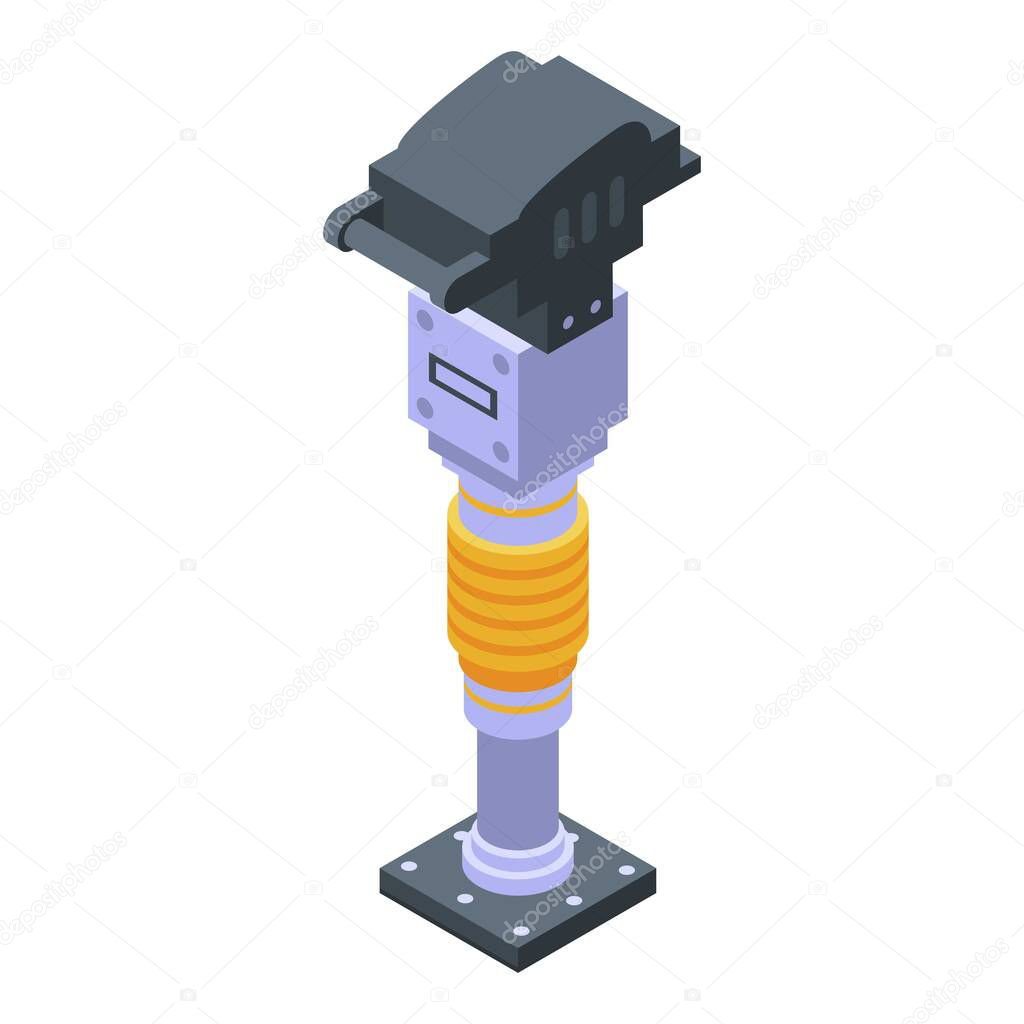 Soil rammer icon, isometric style