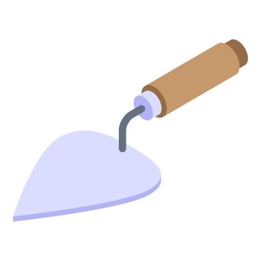 Brick trowel icon, isometric style