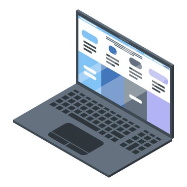 Mimari dizüstü bilgisayar simgesi, izometrik biçim