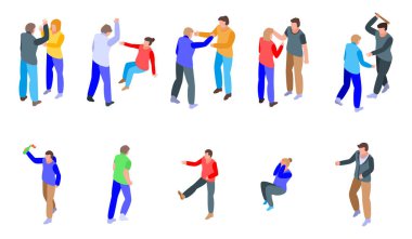 Şiddet simgeleri ayarlandı, izometrik biçim