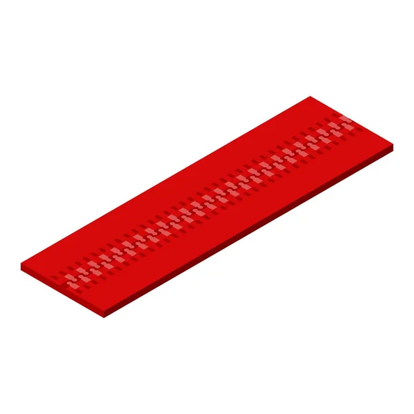 Ícone de zíper vermelho, estilo isométrico — Vetor de Stock