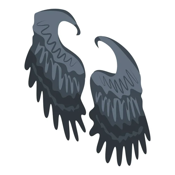 Fekete szárnyú ikon, izometrikus stílus — Stock Vector