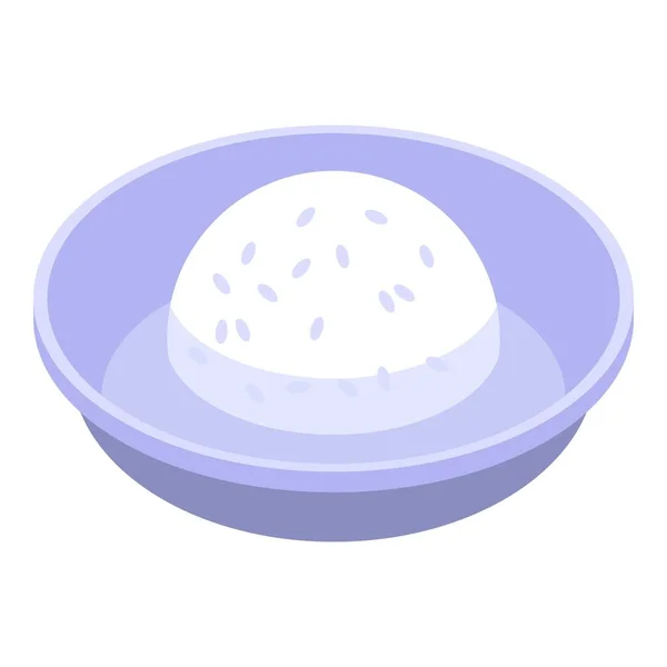 Icône de plat de riz asiatique, style isométrique — Image vectorielle