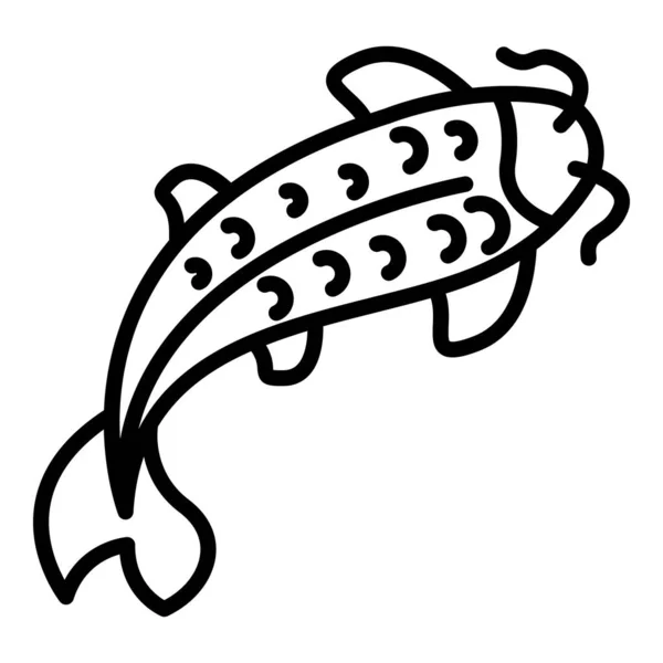 鯉アイコン、アウトラインスタイル — ストックベクタ