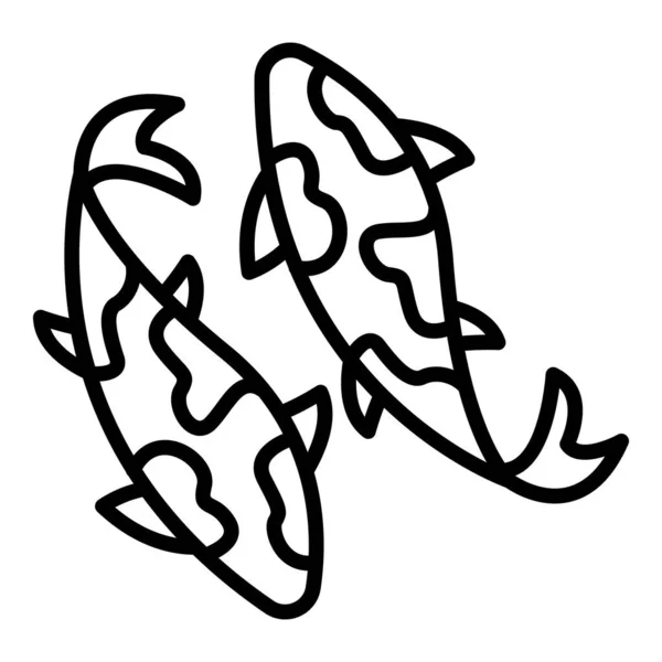 Icône carpes koi zen, style contour — Image vectorielle