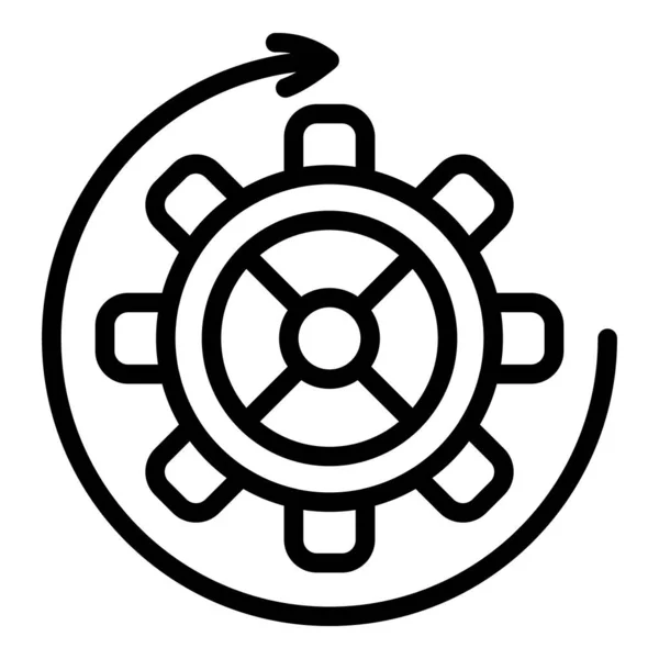 Orologio icona ruota ingranaggio, stile contorno — Vettoriale Stock